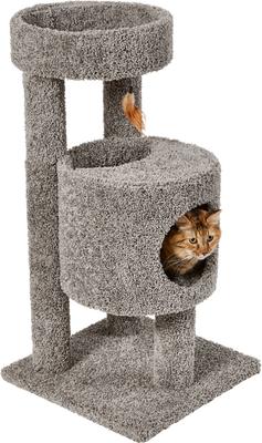 Show full view: Frisco 36-in Real Carpet Wooden Cat Tree with Condo, Gray slide 3 of 8