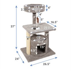 Frisco 37-in Real Carpet Cat Tree with Condo, Grey slide 2 of 4