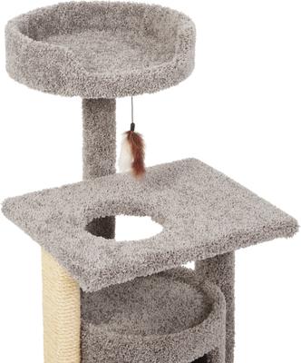 Show full view: Frisco 37-in Real Carpet Cat Tree with Condo, Grey slide 3 of 6