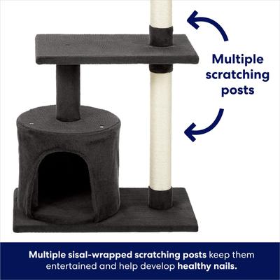 Show full view: Frisco 38-in Cat Tree with Condo, Top Perch & Toy, Charcoal slide 4 of 7