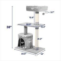 Frisco 38-in Cat Tree with Condo, Top Perch & Toy, Gray slide 2 of 5