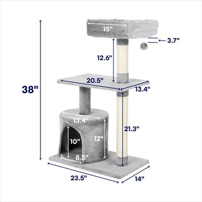 Show full view: Frisco 38-in Cat Tree with Condo, Top Perch & Toy, Gray slide 2 of 7