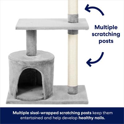 Show full view: Frisco 38-in Cat Tree with Condo, Top Perch & Toy, Gray slide 4 of 7