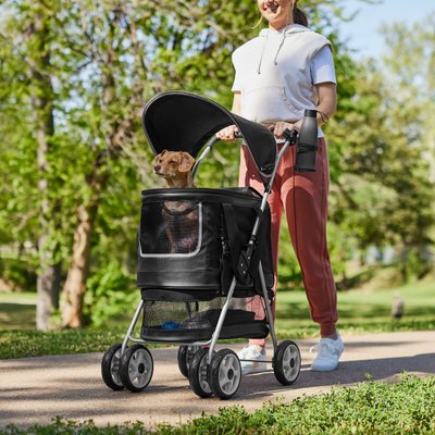 Frisco Frisco 3 in 1 Dog & Cat Stroller with Detachable Carrier, Black