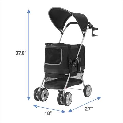 Show full view: Frisco 3 in 1 Dog & Cat Stroller with Detachable Carrier, Black slide 2 of 8