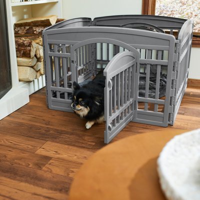 Frisco Frisco 4-Panel Plastic Exercise Dog Playpen, 24"H, Gray