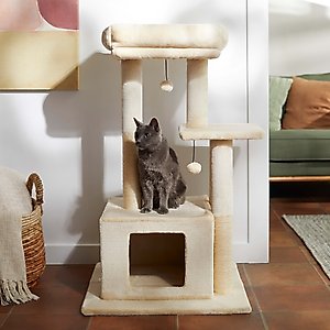 Frisco 40-in Faux Fur Cat Tree & Condo, Cream