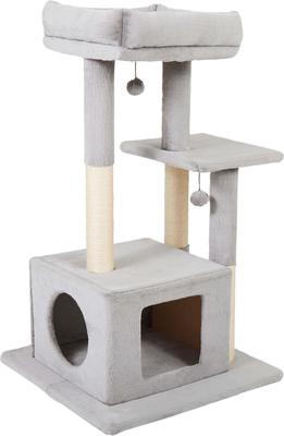 Show full view: Frisco 40-in Faux Fur Cat Tree & Condo, Gray slide 3 of 8