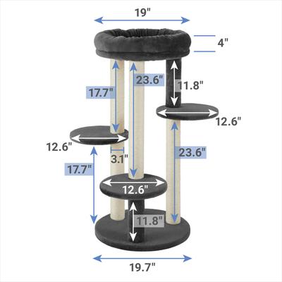 Show full view: Frisco 41-in Faux Fur Cat Tree, Dark Charcoal slide 2 of 8