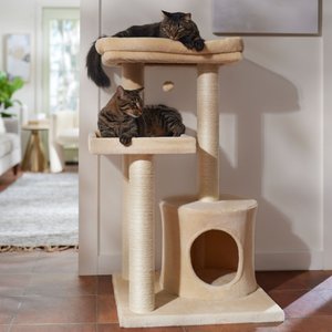 Frisco 42-in Heavy Duty Faux Fur Cat Tree & Condo, Cream
