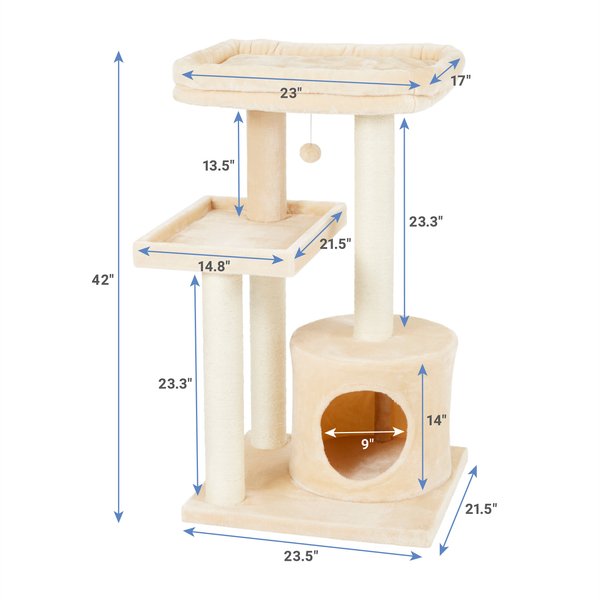 Frisco 42-in Heavy Duty Faux Fur Cat Tree & Condo