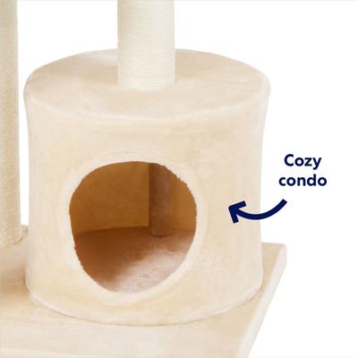 Show full view: Frisco 42-in Heavy Duty Faux Fur Cat Tree & Condo, Cream slide 4 of 10