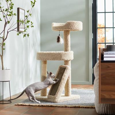 Show full view: Frisco 44-in Real Carpet Cat Tree with Replaceable Corrugate Scratcher, Beige slide 1 of 6