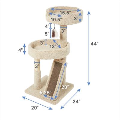 Show full view: Frisco 44-in Real Carpet Cat Tree with Replaceable Corrugate Scratcher, Beige slide 2 of 6