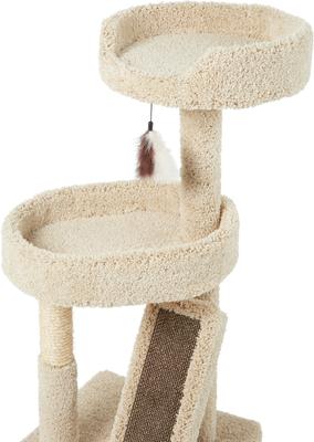 Show full view: Frisco 44-in Real Carpet Cat Tree with Replaceable Corrugate Scratcher, Beige slide 3 of 6