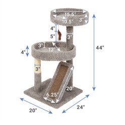 Frisco 44-in Real Carpet Cat Tree with Replaceable Corrugate Scratcher, Gray slide 2 of 4