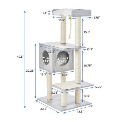 Show full view: Frisco 47.5-in Modern Cat Tree & Condo, Gray slide 2 of 9