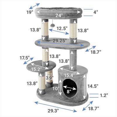 Show full view: Frisco 48.25-in Heavy Duty Faux Fur Cat Tree & Condo, Gray slide 2 of 8