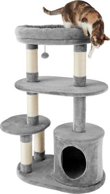 Show full view: Frisco 48.25-in Heavy Duty Faux Fur Cat Tree & Condo, Gray slide 3 of 8
