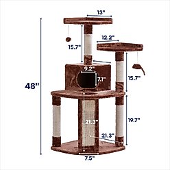 Frisco 48-in Faux Fur Cat Tree & Condo, Brown slide 2 of 5