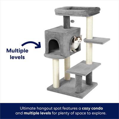 Show full view: Frisco 48-in Heavy Duty Faux Fur Cat Tree & Condo, Gray slide 3 of 6