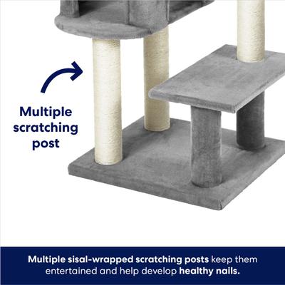 Show full view: Frisco 48-in Heavy Duty Faux Fur Cat Tree & Condo, Gray slide 4 of 6