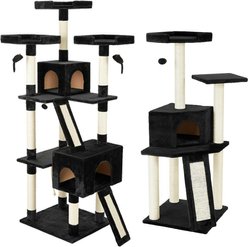 Frisco 52-in + 72-in Faux Fur Tree & Condo, Black