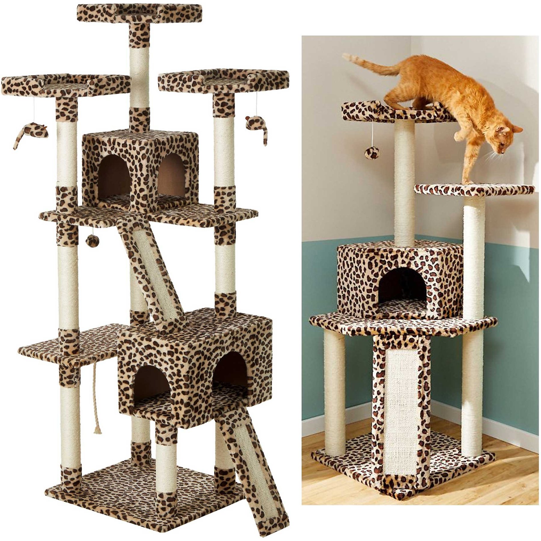 Frisco 52-in + 72-in Faux Fur Tree & Condo, Cheetah
