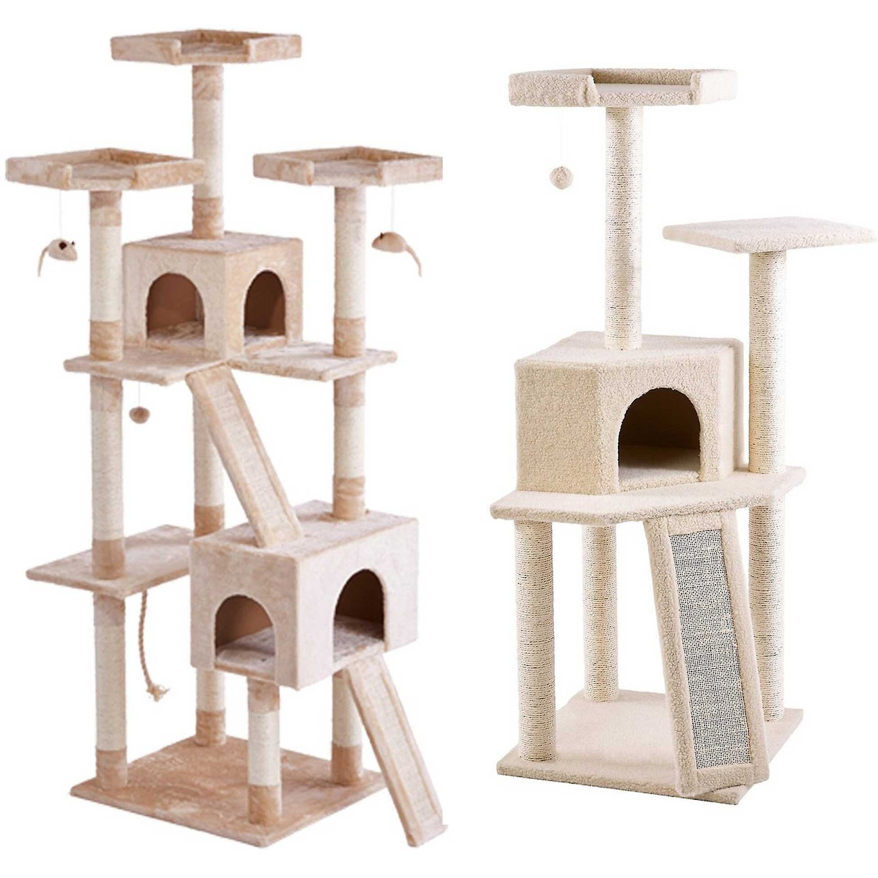 Frisco 52-in + 72-in Faux Fur Tree & Condo, Cream