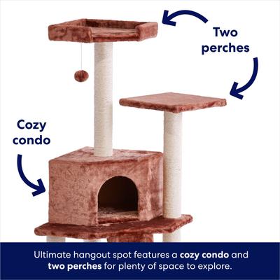Show full view: Frisco 52-in Faux Fur Cat Tree & Condo, Brown slide 5 of 9