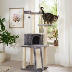 Frisco 52-in Faux Fur Cat Tree & Condo, Gray