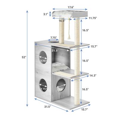 Show full view: Frisco 52-in Modern Cat Tree & Condo, Gray slide 2 of 10