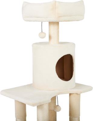 Show full view: Frisco 54 in Faux Fur Cat Tree & Condo, Cream slide 4 of 7