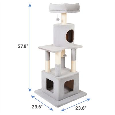 Show full view: Frisco 54 in Faux Fur Cat Tree & Condo, Gray slide 2 of 7