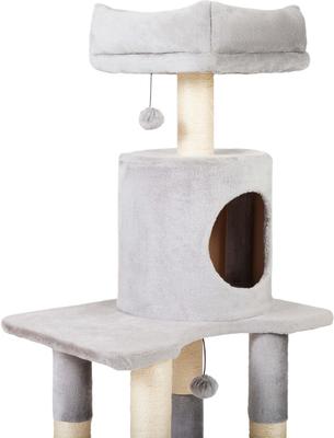 Show full view: Frisco 54 in Faux Fur Cat Tree & Condo, Gray slide 4 of 7