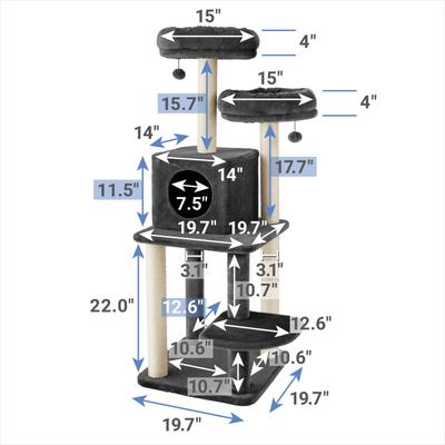 Show full view: Frisco 55-in Faux Fur Cat Tree & Condo, Dark Charcoal slide 2 of 8