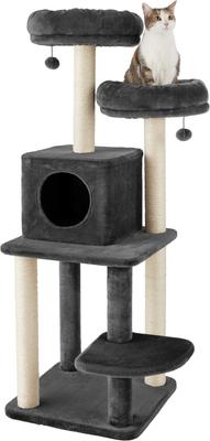 Show full view: Frisco 55-in Faux Fur Cat Tree & Condo, Dark Charcoal slide 3 of 8
