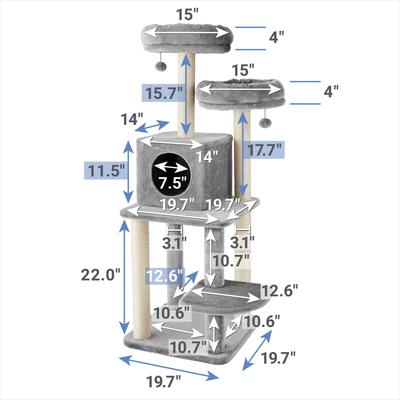 Show full view: Frisco 55-in Faux Fur Cat Tree & Condo, Gray slide 2 of 8