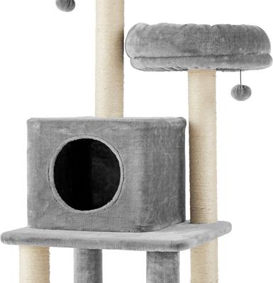 Show full view: Frisco 55-in Faux Fur Cat Tree & Condo, Gray slide 5 of 8