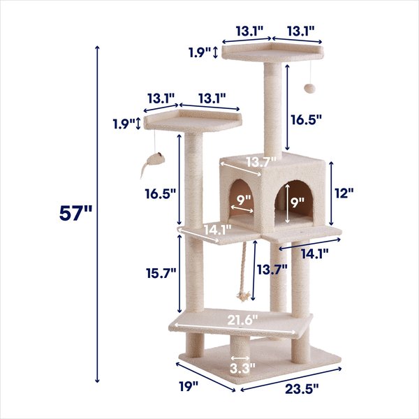 Frisco 57-in Faux Fur Cat Tree & Condo www.chewy.com