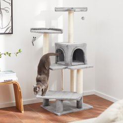 Frisco 57-in Faux Fur Cat Tree & Condo, Gray