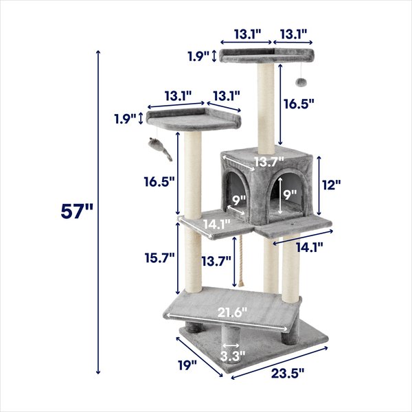 Frisco 57-in Faux Fur Cat Tree & Condo www.chewy.com