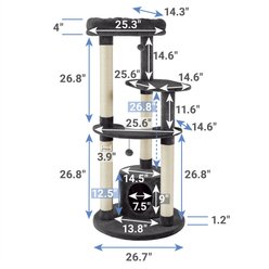 Frisco 59.5-in Heavy Duty Faux Fur Cat Tree & Condo, Dark Charcoal slide 2 of 6