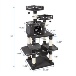 Frisco 59-in Faux Fur Cat Tree & Condo, Dark Charcoal slide 2 of 7