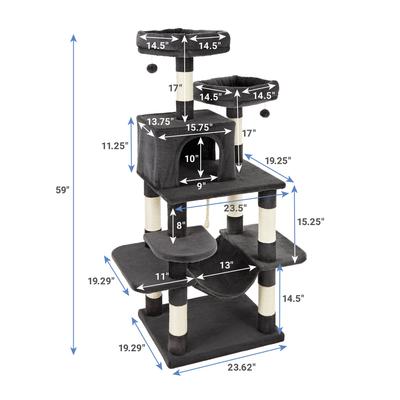 Show full view: Frisco 59-in Faux Fur Cat Tree & Condo, Dark Charcoal slide 2 of 9