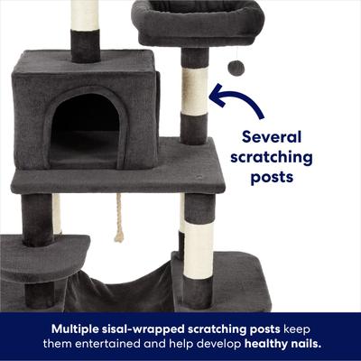 Show full view: Frisco 59-in Faux Fur Cat Tree & Condo, Dark Charcoal slide 3 of 9