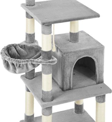 Show full view: Frisco 59-in Faux Fur Cat Tree & Condo, Gray slide 5 of 10