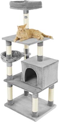 Show full view: Frisco 59-in Faux Fur Cat Tree & Condo, Gray slide 6 of 10