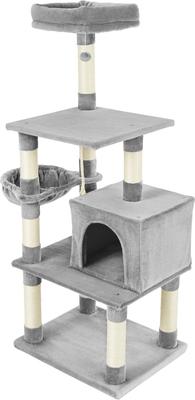 Show full view: Frisco 59-in Faux Fur Cat Tree & Condo, Gray slide 7 of 10