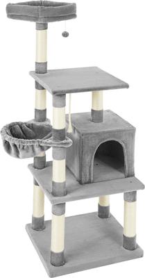 Show full view: Frisco 59-in Faux Fur Cat Tree & Condo, Gray slide 8 of 10